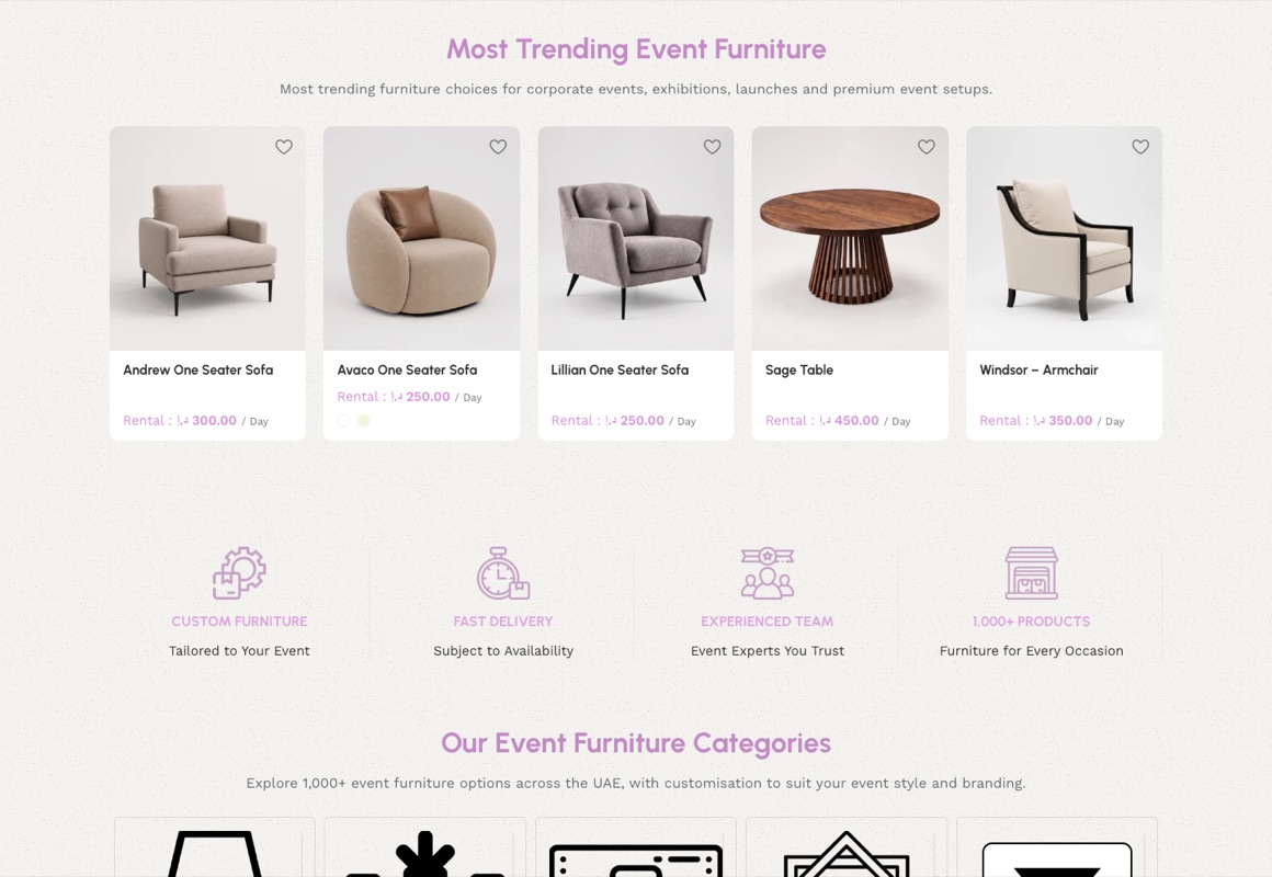 Furnisure Events — E-commerce · Design
